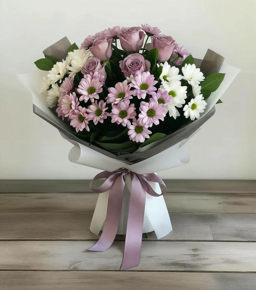 Букет цветов из: Хризантемы и Розы в Задонье