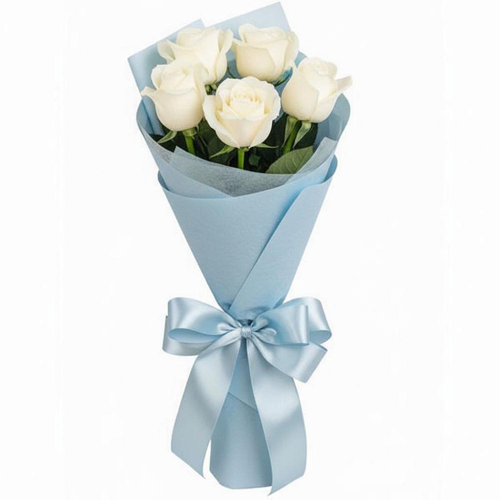 Букет 5 Белых роз Проуд в Задонье