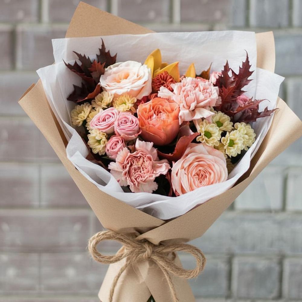 Букет цветов из: Гвоздики, Хризантемы и Розы в Задонье