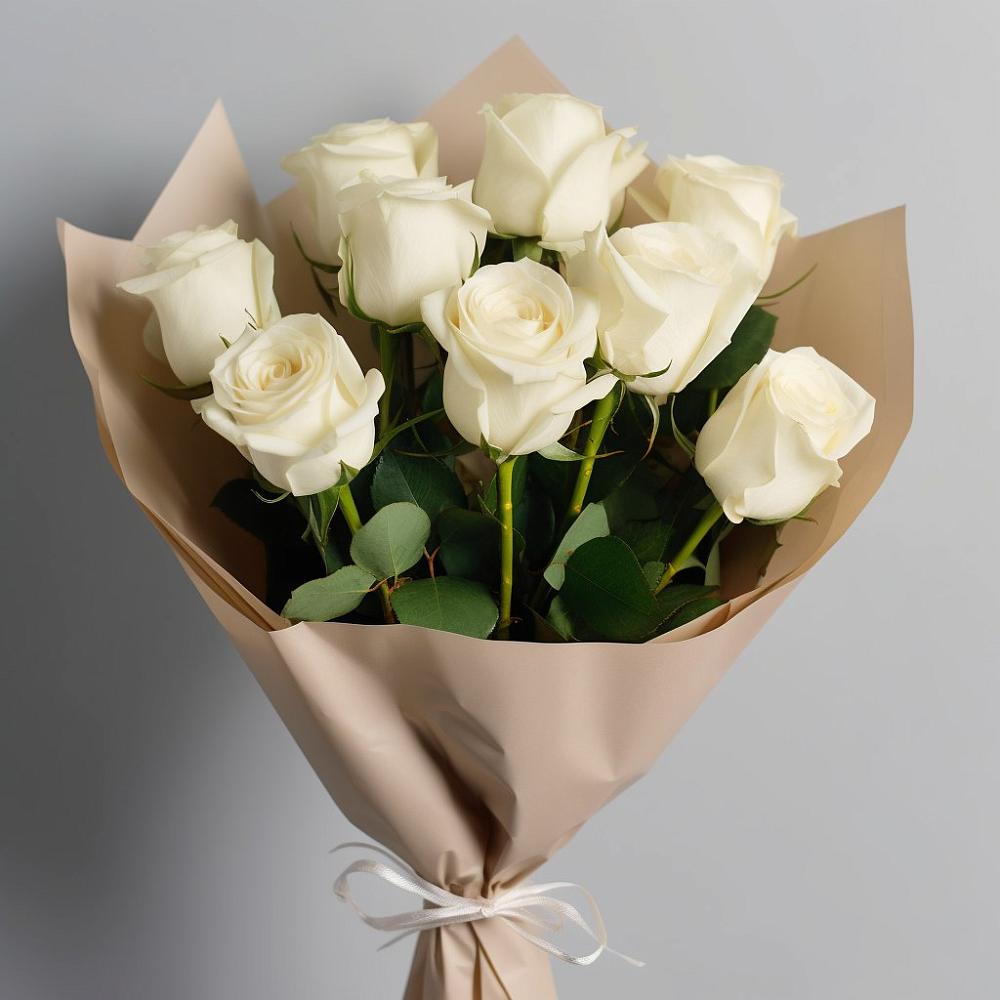 Букет 9 Белых роз Эдлесс Лав в Задонье