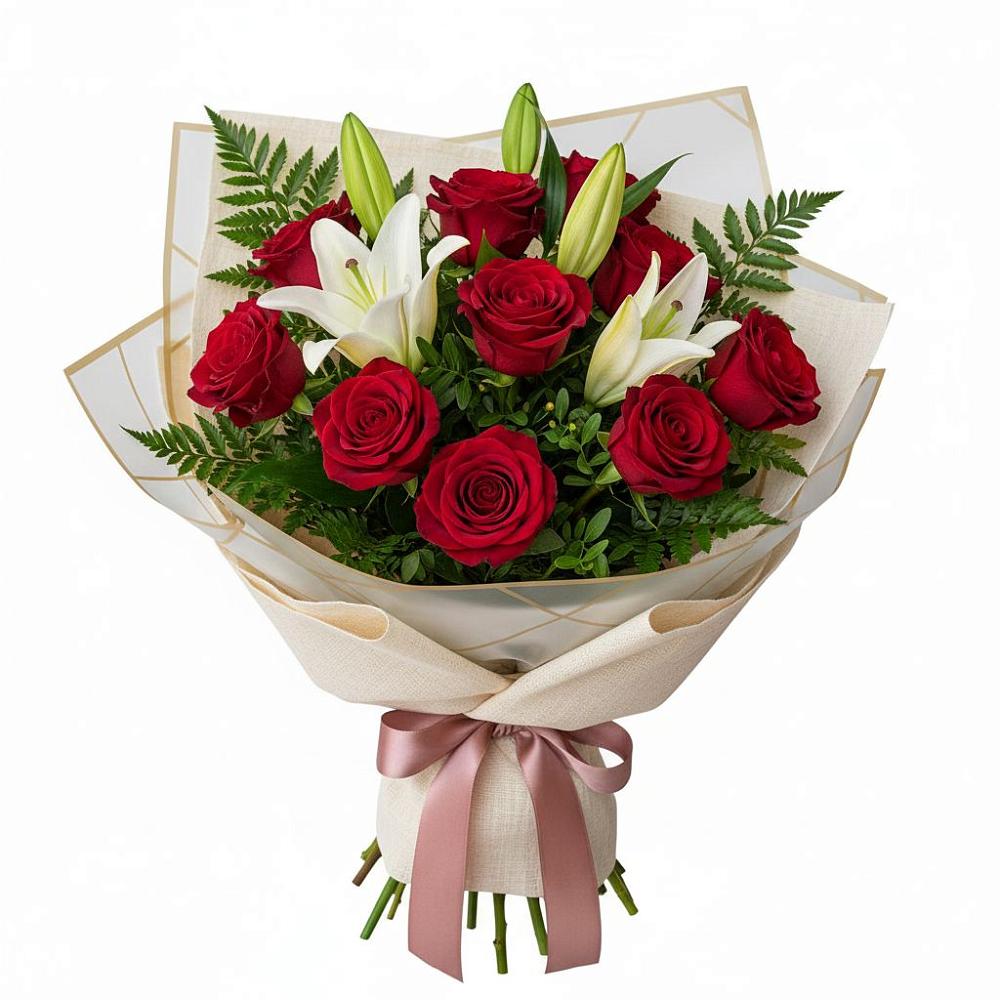 Букет цветов из: Лилии и Розы в Задонье