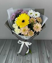 Букет цветов из:  Розы, Герберы и Хризантемы #REPLACE_PRED# Задонье