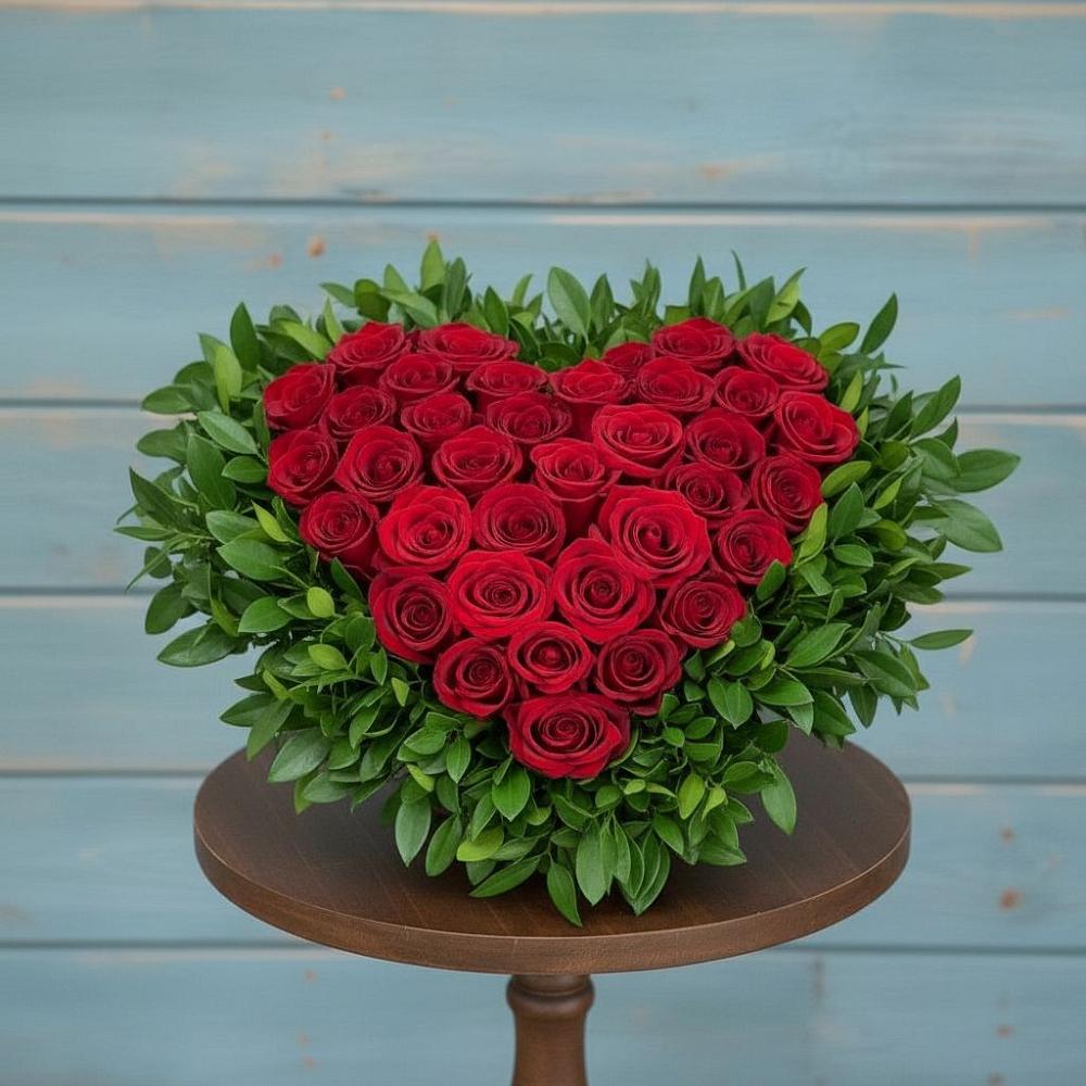 Цветочная композиция из Розы в виде сердца в Задонье