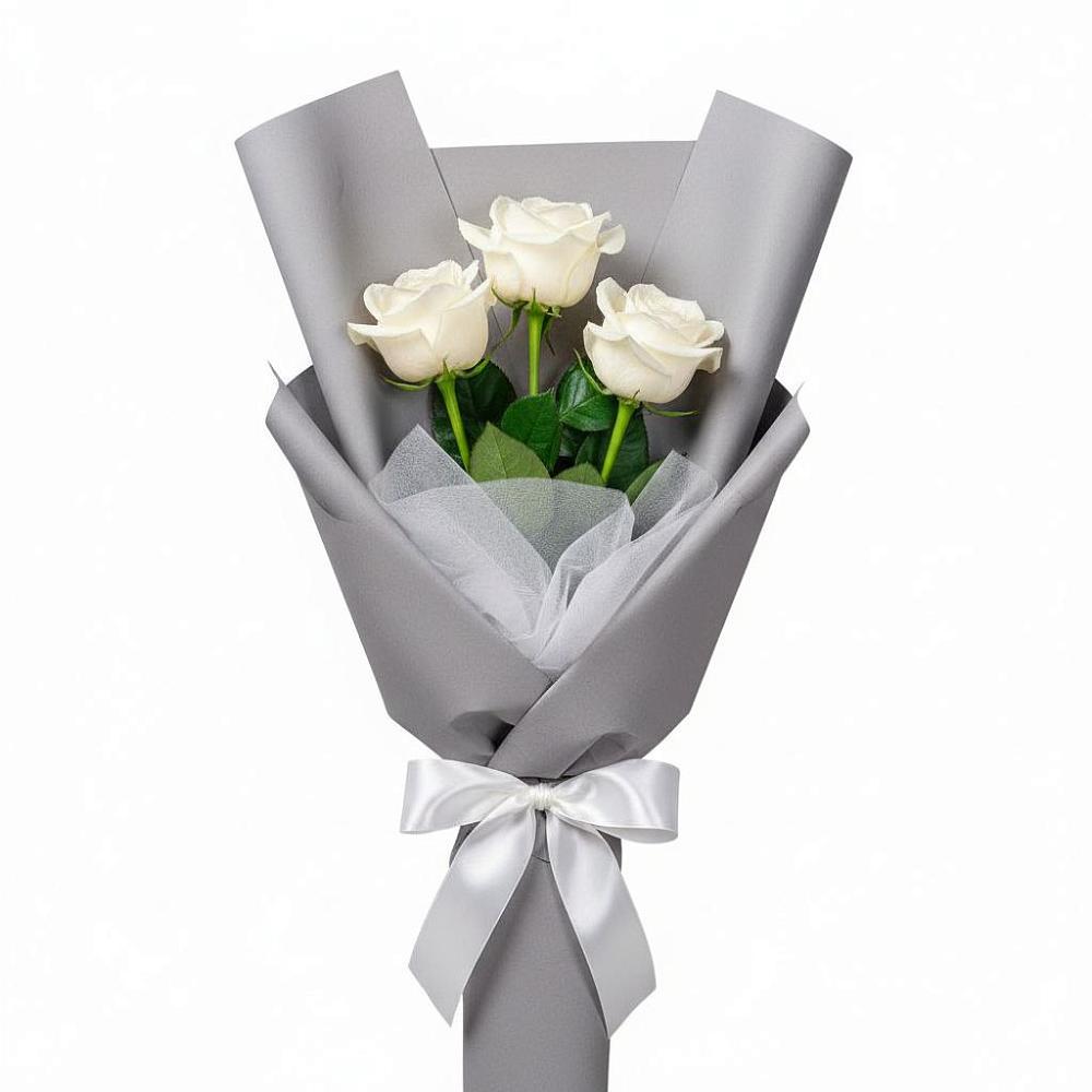 Букет 3 белые розы в Задонье