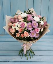 Букет цветов из:  Хризантемы, Розы и Альстромерии в Задонье