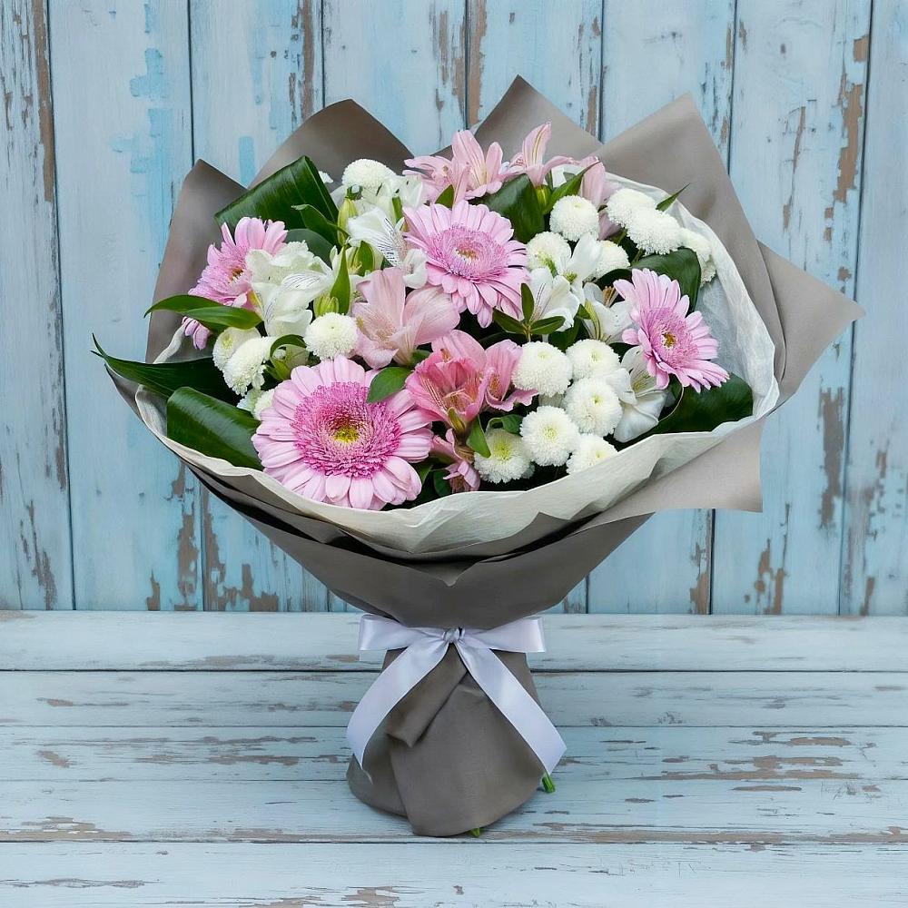 Букет цветов из: Герберы, Альстромерии и Хризантемы в Задонье