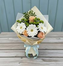 Букет цветов из:  Герберы, Розы и Хризантемы в Задонье