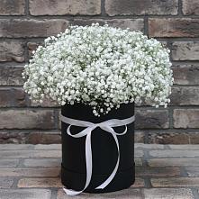 Цветочная композиция из Гипсофила в шляпной коробке в Задонье