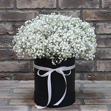Цветочная композиция из Гипсофила в шляпной коробке в Задонье